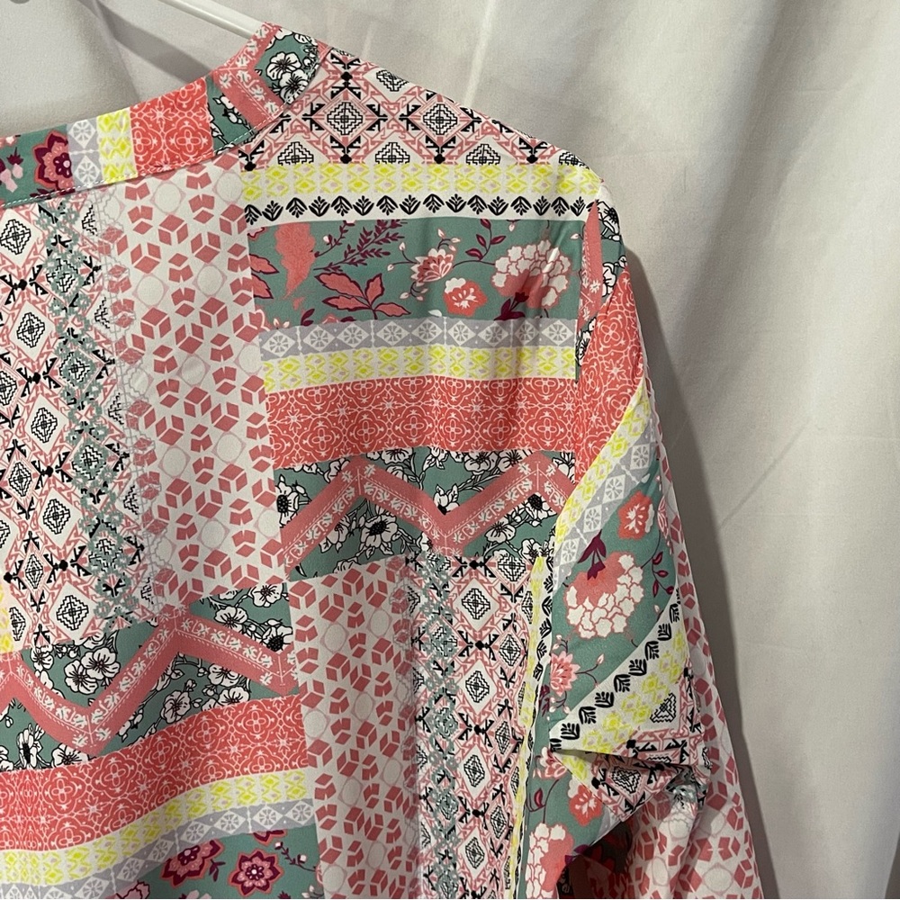 Womens 3/4 Sleeve MultiPrint Multi Color Boho Style Top Size 12 (Large) NWOT - Picture 15 of 16